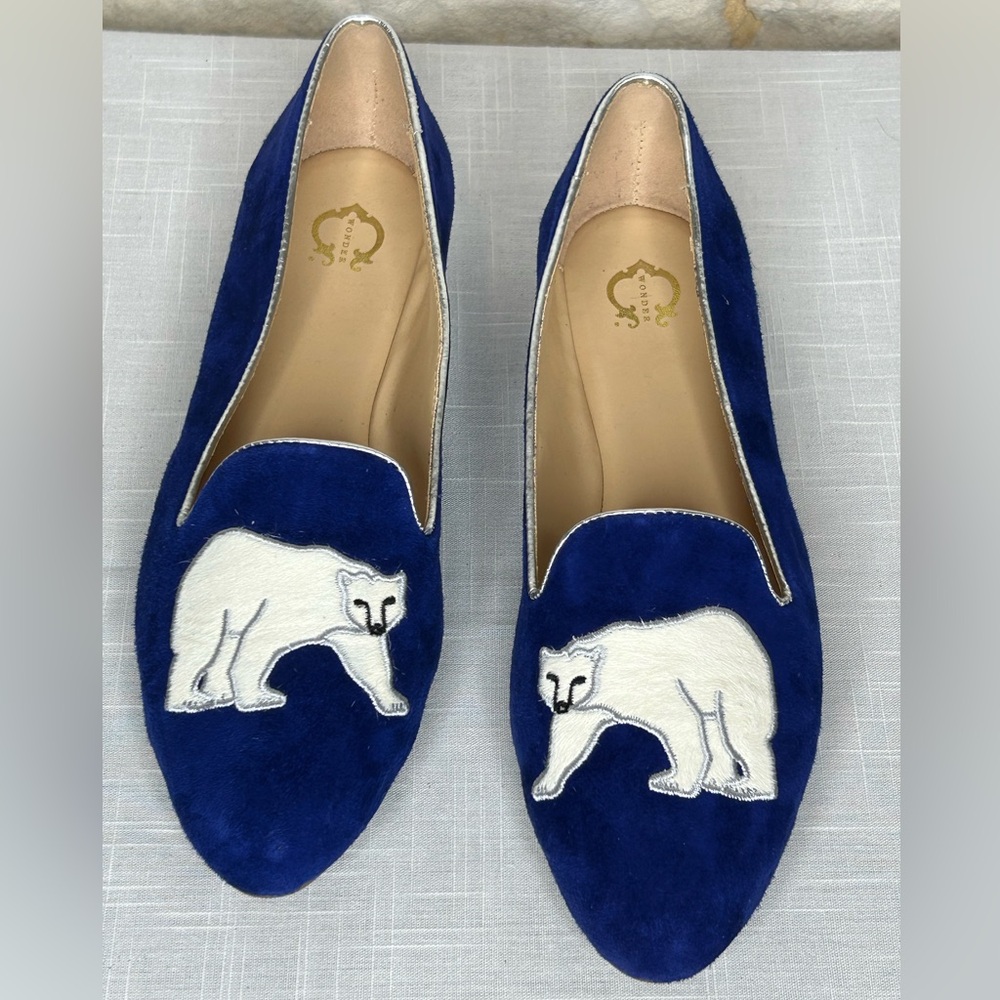 C Wonder Courtney Polar Bear Loafer Size 9 Calf Hair Velvet like in Blue